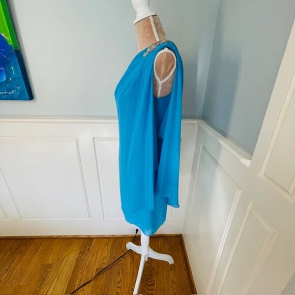 Vintage 90's Y2k Cache Rhinestone One Shoulder Draped Formal XS 2 - Picture 4 of 10